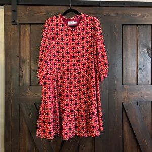 ❗️FINAL❗️Eliza J Red and Pink Geometric Print Floral 3/4 Sleeve Dress 14
